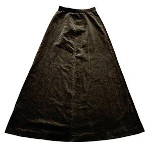 VTG VELVET MAXI SKIRT SIZE 8 BROWN BELOW KNEE USA MADE LORCH WOMENS